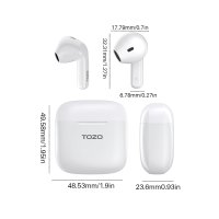 Tozo A3 Çağrı Gürültü Engelleyici Özellikli Ultra Hafif Bluetooth 5.3 Kablosuz TWS Airpods Kulaklık - Beyaz