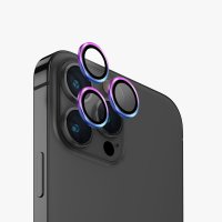 Uniq iPhone 15 Pro Max Optix Alüminyum Kamera Lens Koruyucu - Gökkuşağı