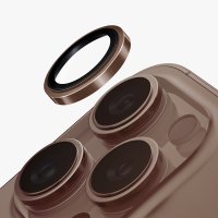 Uniq iPhone 16 Pro Max Optix Çelik Çerçeveli Sapphire Kamera Lens Koruyucu - Gold