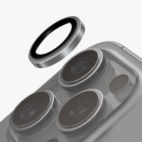 Uniq iPhone 16 Pro Max Optix Çelik Çerçeveli Sapphire Kamera Lens Koruyucu - Gri