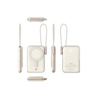 URR Dahili Type-C Kablolu Dijital Göstergeli 10.000 mAh Kablosuz Şarj Magsafe Powerbank - Natural Grey