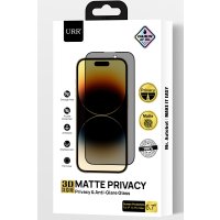 URR iPhone 15 Pro Max 3D Matte Privacy Resin Edge Cam Ekran Koruyucu - Siyah
