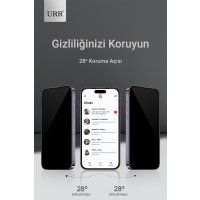 URR iPhone 15 Pro Max 3D Privacy Resin Edge Cam Ekran Koruyucu - Siyah