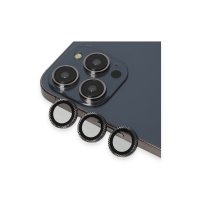URR iPhone 15 Pro Max Rhomb Snakeskin AR Kamera Lens Koruyucu - Siyah