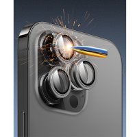 URR iPhone 16 Pro Max Titanium Alloy Kamera Lens Koruyucu - Gümüş