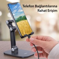 Yesido C104 Ayarlanabilir Katlanabilir Masaüstü Telefon Tablet Standı - Siyah