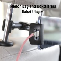 Yesido C29 360 Derece Ayarlanabilir Klipsli Koltuk Arkası Telefon Tablet Tutucu - Siyah