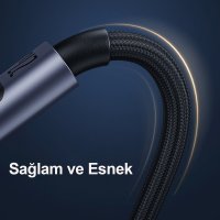 Yesido CA158 1.2M 100W Dijital Göstergeli Hasırlı Type-C to Type-C PD Hızlı Şarj Kablosu - Siyah