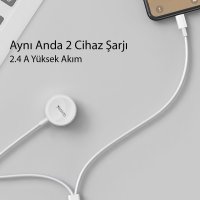 Yesido CA70 2in1 1.5M 2W Apple Watch Şarjı ve 2.4A Lightning Hızlı Şarj Kablosu - Beyaz