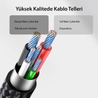 Yesido CA75 2M 2.4A Hasırlı Usb to Lightning Hızlı Şarj Kablosu - Siyah