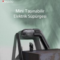 Yesido VC02 Ev Ofis ve Arabada Kullanıma Uygun Kablosuz Mini Süpürge - Siyah