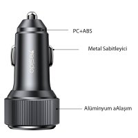 Yesido Y50 2 Adet 30W PD Type-C ve 18W Usb Araç Şarj - Siyah