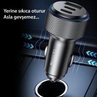 Yesido Y50 2 Adet 30W PD Type-C ve 18W Usb Araç Şarj - Siyah