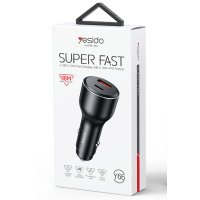 Yesido Y65 1 Adet 100W Type-C ve 1 Adet 18W USB Çıkışlı PD Hızlı Araç Şarj - Siyah