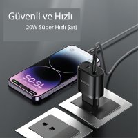 Yesido YC56 2 Adet 20W Type-C Çıkışlı ve 1M 60W Type-C to Type-C Kablolu PD Şarj Cihazı - Siyah