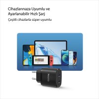 Yesido YC56 2 Adet 20W Type-C Çıkışlı ve 1M 60W Type-C to Type-C Kablolu PD Şarj Cihazı - Siyah