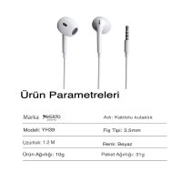 Yesido YH39 1.2M Yüksek Baslı 3.5mm Jaklı Kablolu Kulaklık - Beyaz