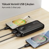 Yesido YP41 20.000 mAh Dijital Göstergeli USB3.0 PD Hızlı Şarj Powerbank - Siyah