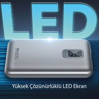 Yesido YP46 10.000 mAh 22.5W Dijital Göstergeli USB3.0 PD Hızlı Şarj Powerbank - Gri