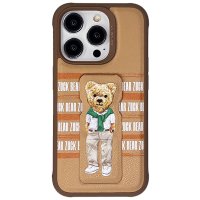 ZuckBear iPhone 15 Pro Claude Standlı Kapak - Kahverengi