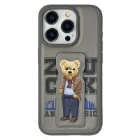 ZuckBear iPhone 15 Pro Claude Standlı Kapak - Titan Gri