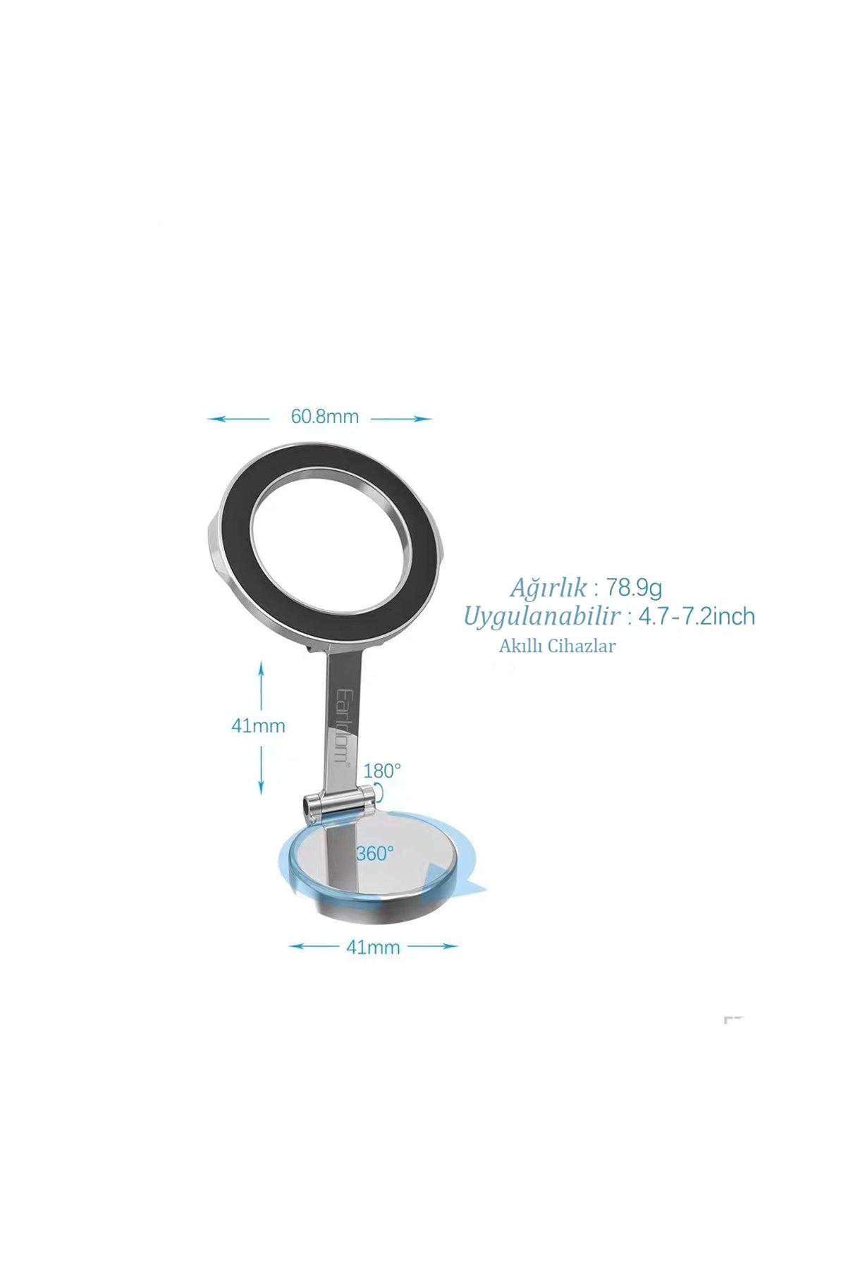 Earldom EH236 Katlanabilir Manyetik Magsafe Araç Tutucu - Siyah