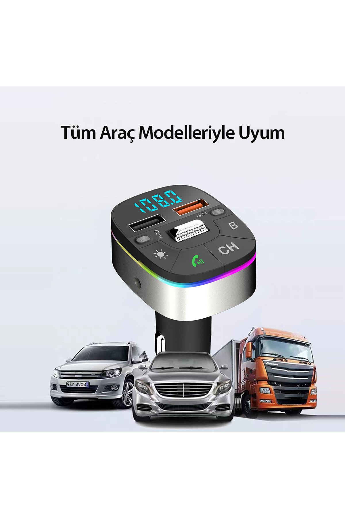 Earldom BR17 BT 5.3 SD Kart ve Aux Çıkışlı Arama Destekli Dijital Ekranlı 2in1 USB FM Transmitter - Siyah