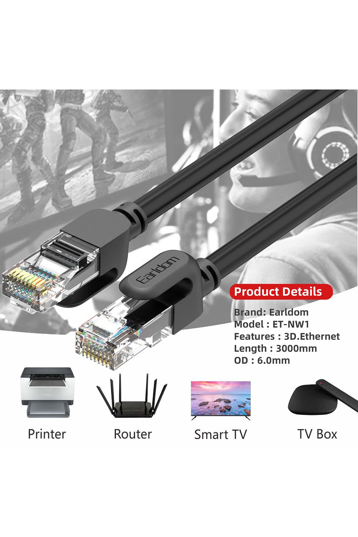 Earldom EC-200L 2M 3A USB to Lightning Hızlı Şarj Kablosu - Siyah