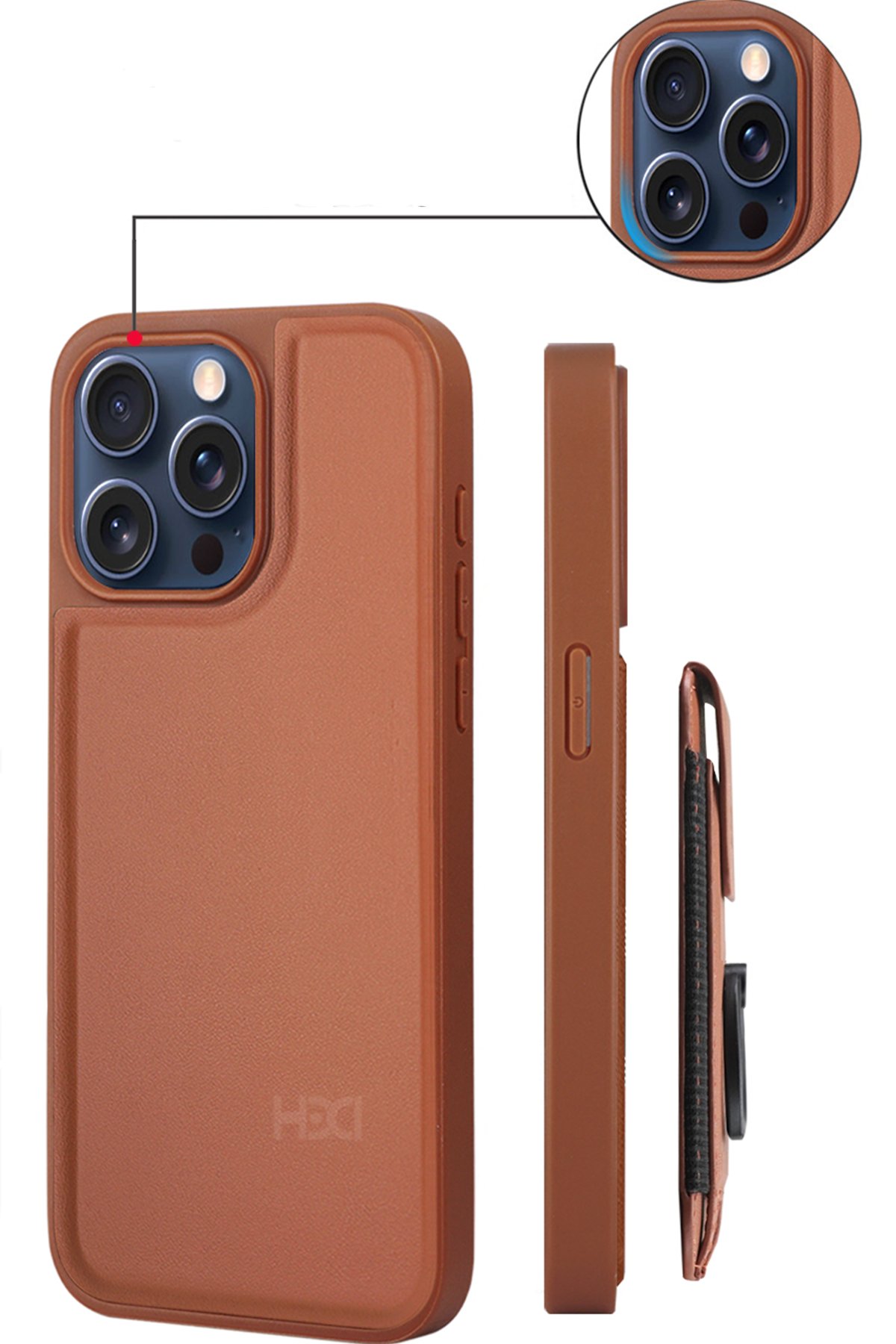 HDD iPhone 15 Kılıf HBC-190 Kolaj Kapak - Kahverengi