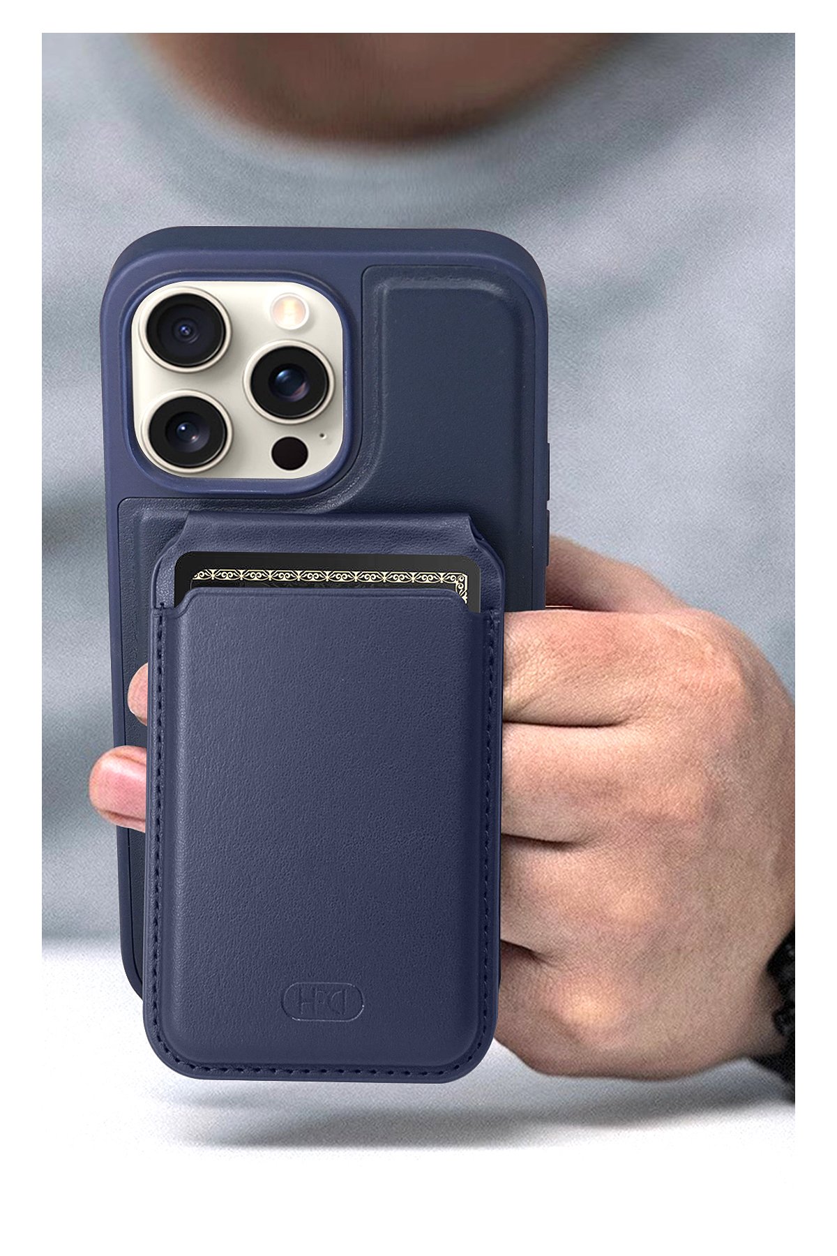 HDD iPhone 15 HBC-228 Havana Magnet Kartvizitli Kapak - Titan Gri