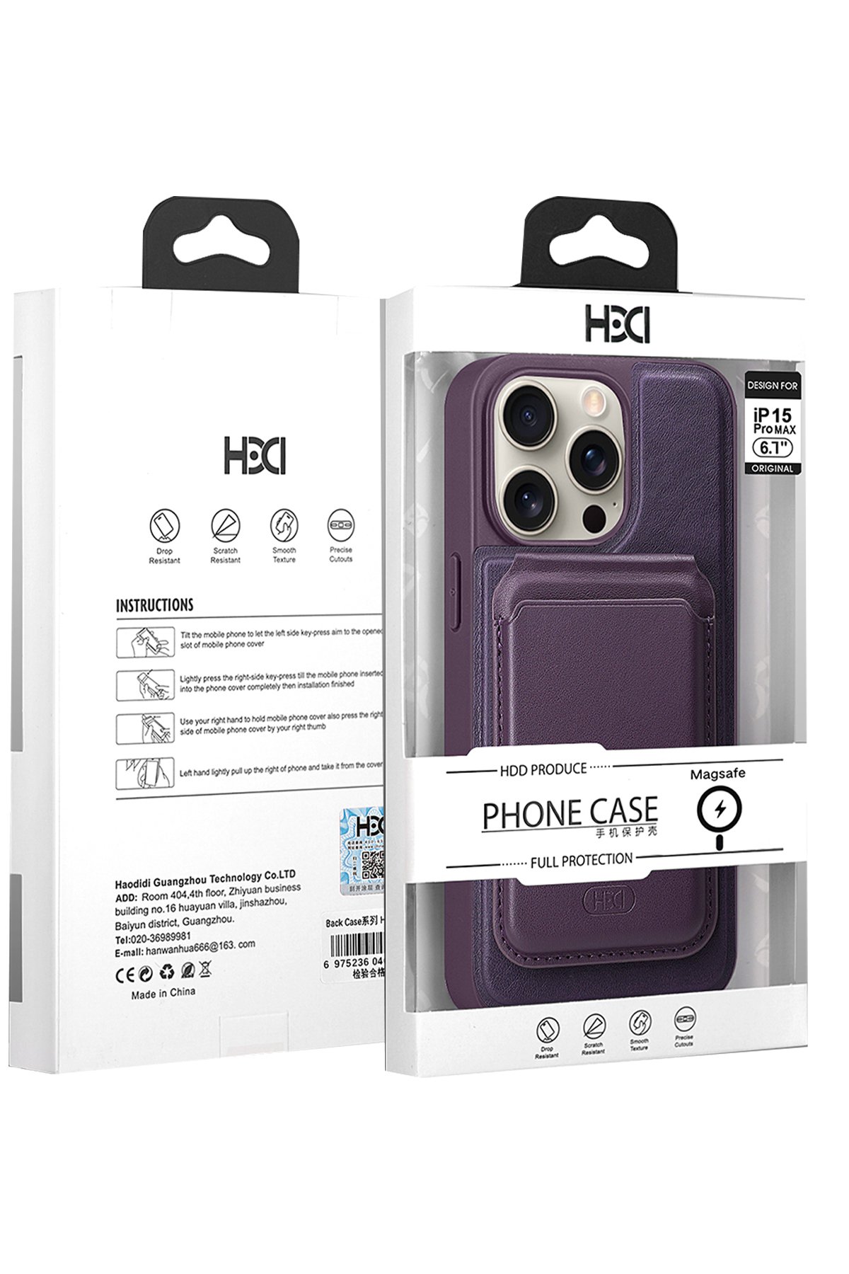 HDD iPhone 15 HBC-228 Havana Magnet Kartvizitli Kapak - Titan Gri