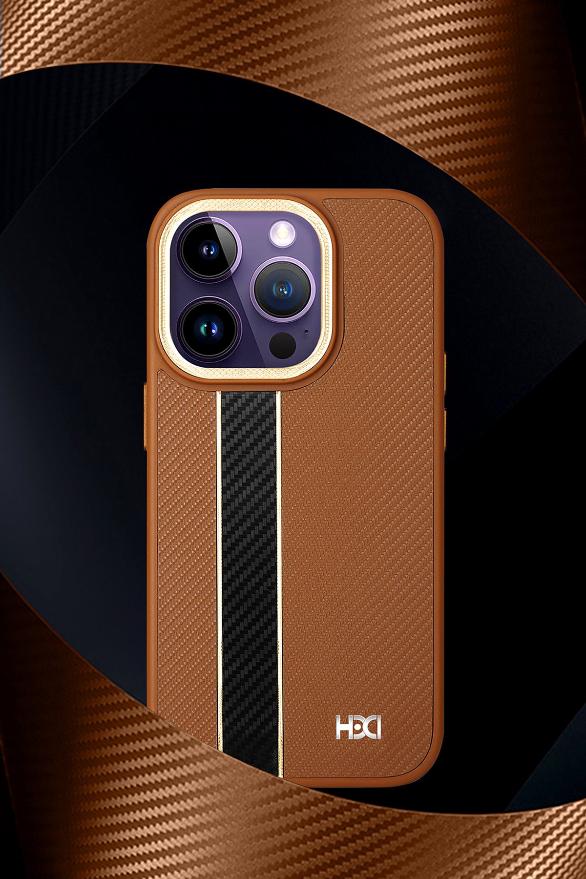 HDD iPhone 15 Pro HBC-264 Lambor Karbon Fiber Sport Kapak - Titan Gri