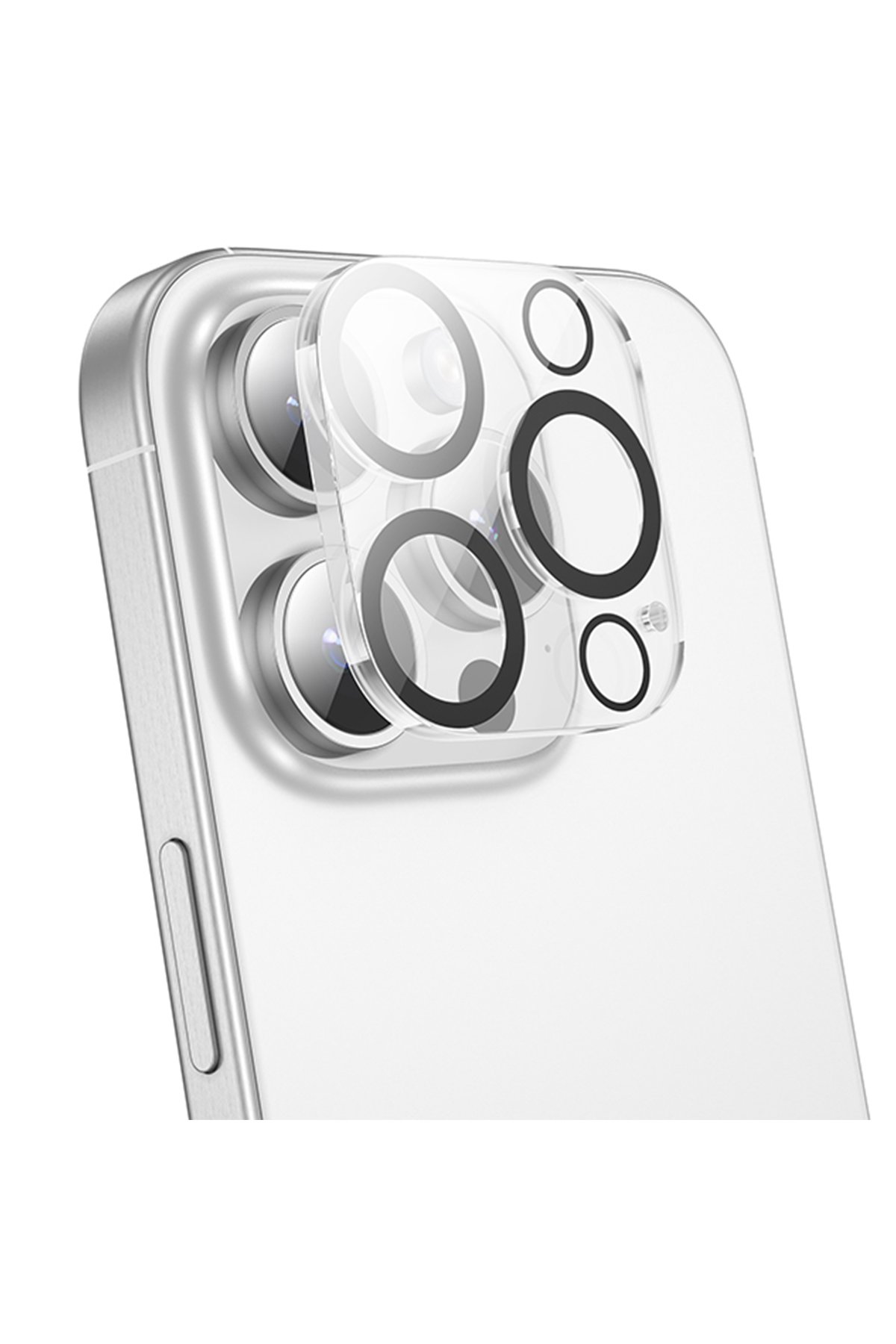 Hoco iPhone 16 Pro 3D Metal Frame Kamera Lens - Gümüş