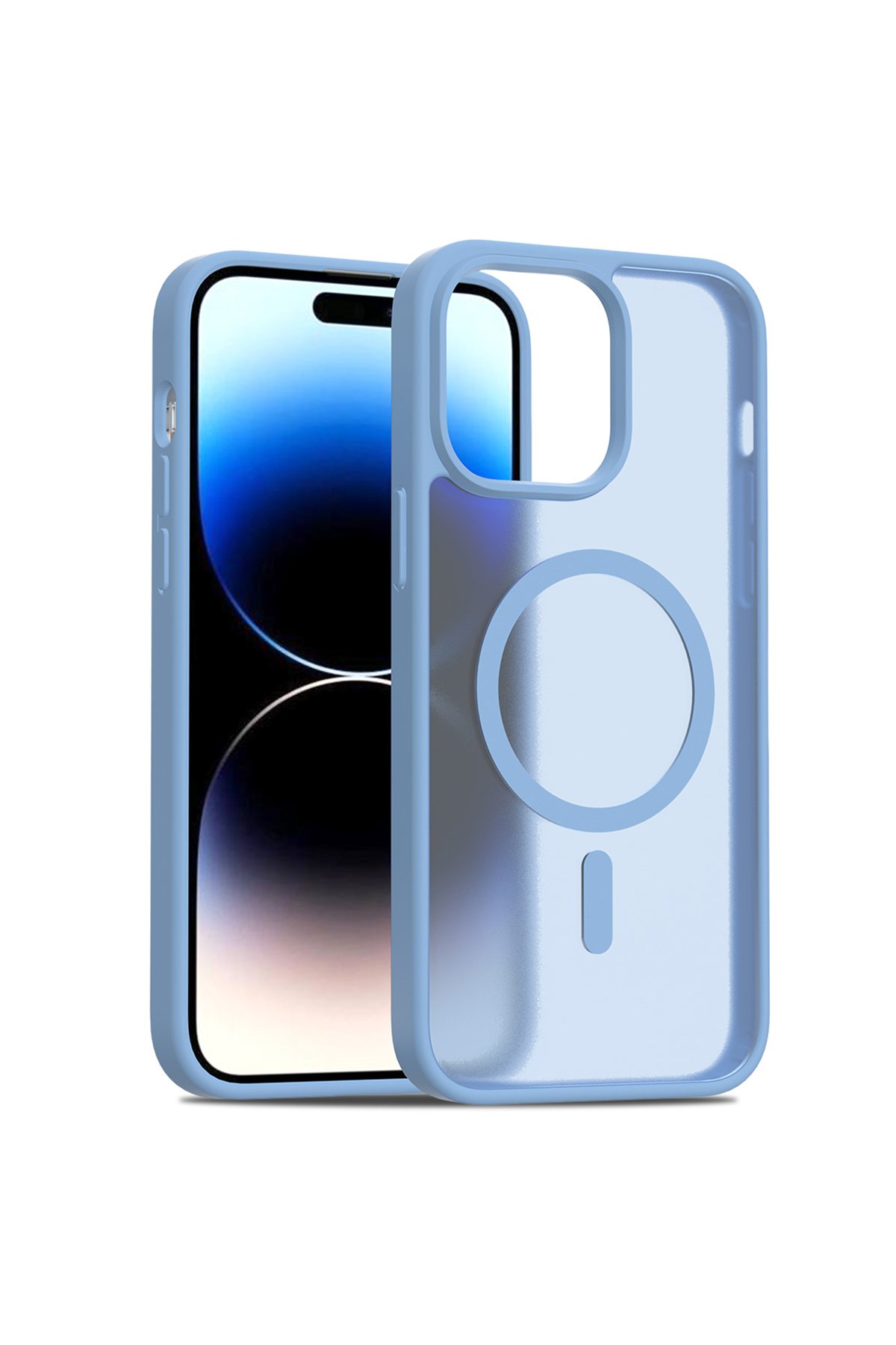 Joko iPhone 14 Pro Max Kılıf Zoom Standlı Silikon - Sierra Blue