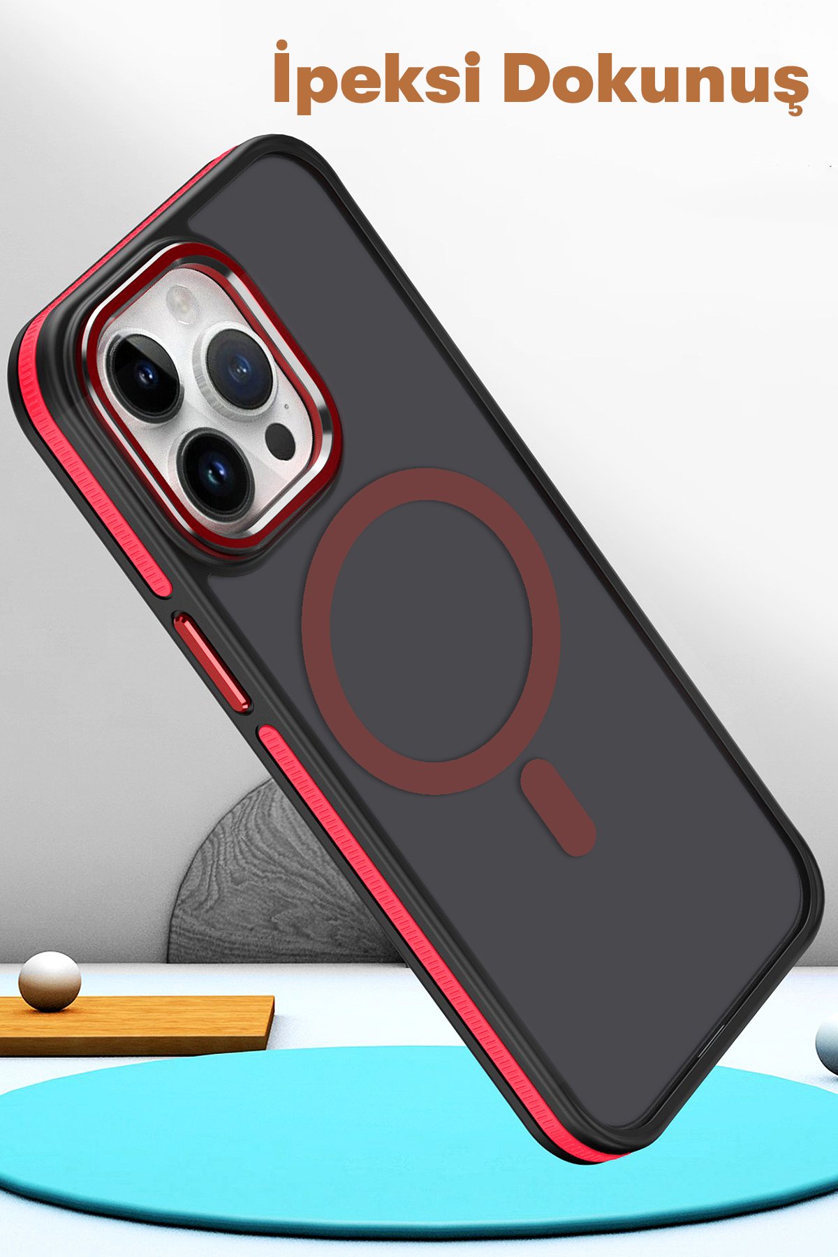 Joko iPhone 14 Pro Kılıf Ermes Kapak - Açık Kırmızı