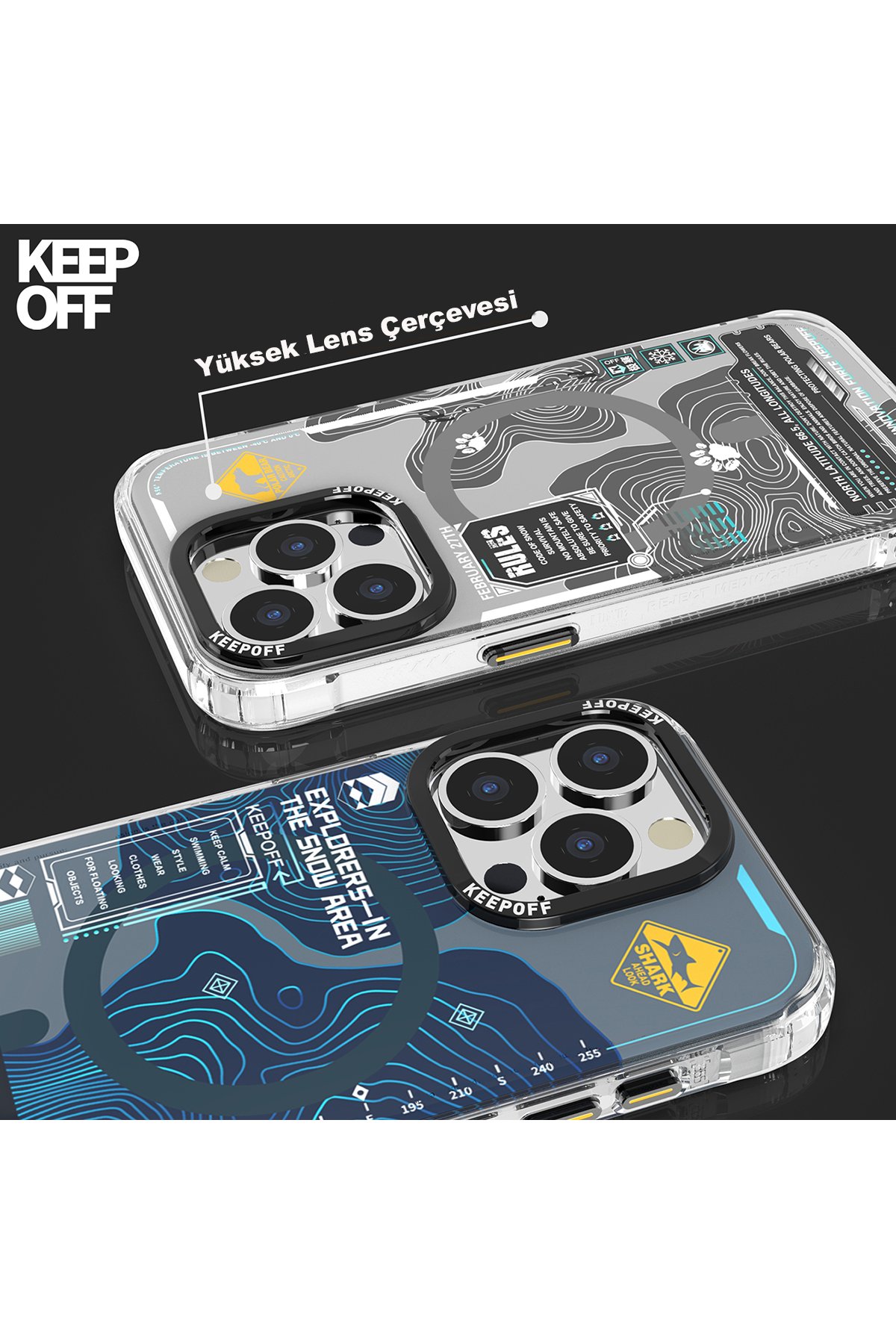 Keep Off iPhone 15 Pro DNA Magsafe Kapak - Men Eating Shark