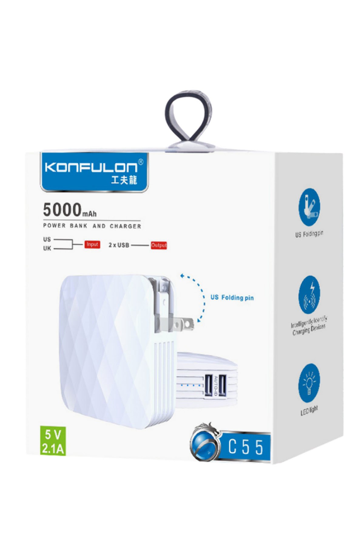 Konfulon A28Q 60.000 mAh 1 Adet 22.5W Usb / 1 Adet 20W Type-C ve 5 Adet 15W Usb Çıkışlı PD Powerbank - Yeşil