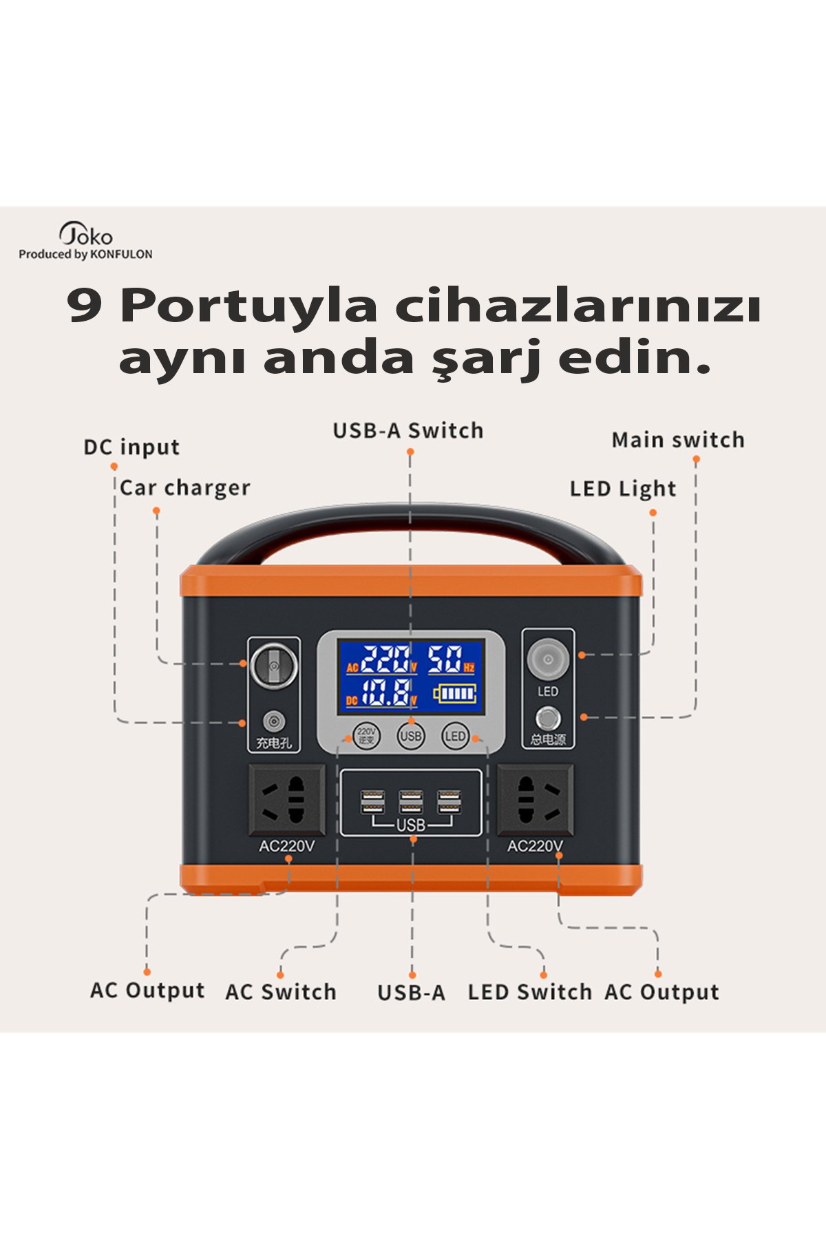 Konfulon CN06 Powerbank 1200W 315.000 mAh Kamp Şarj 60W PD - Siyah