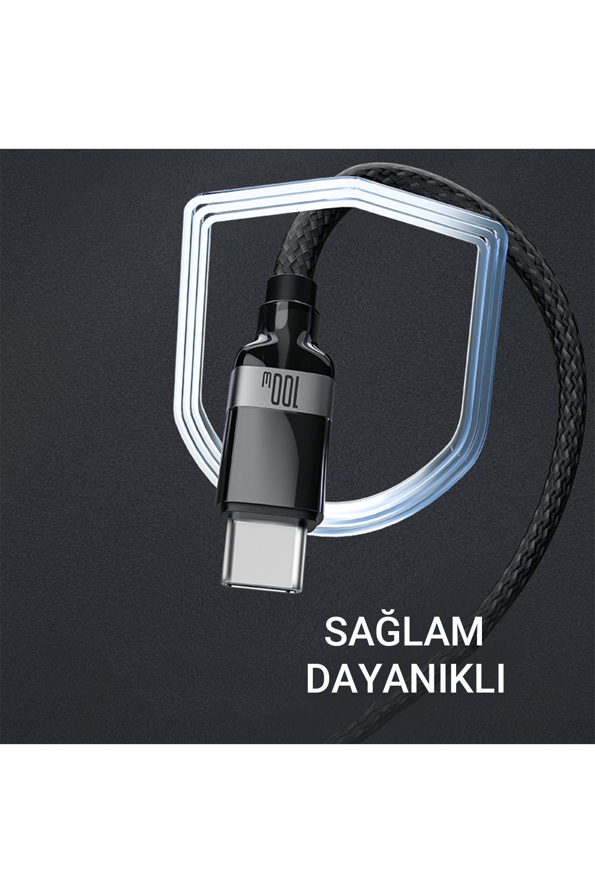 Lanex LS42CL 1M 30W Hasırlı Type-C to Lightning PD Hızlı Şarj Kablosu - Siyah