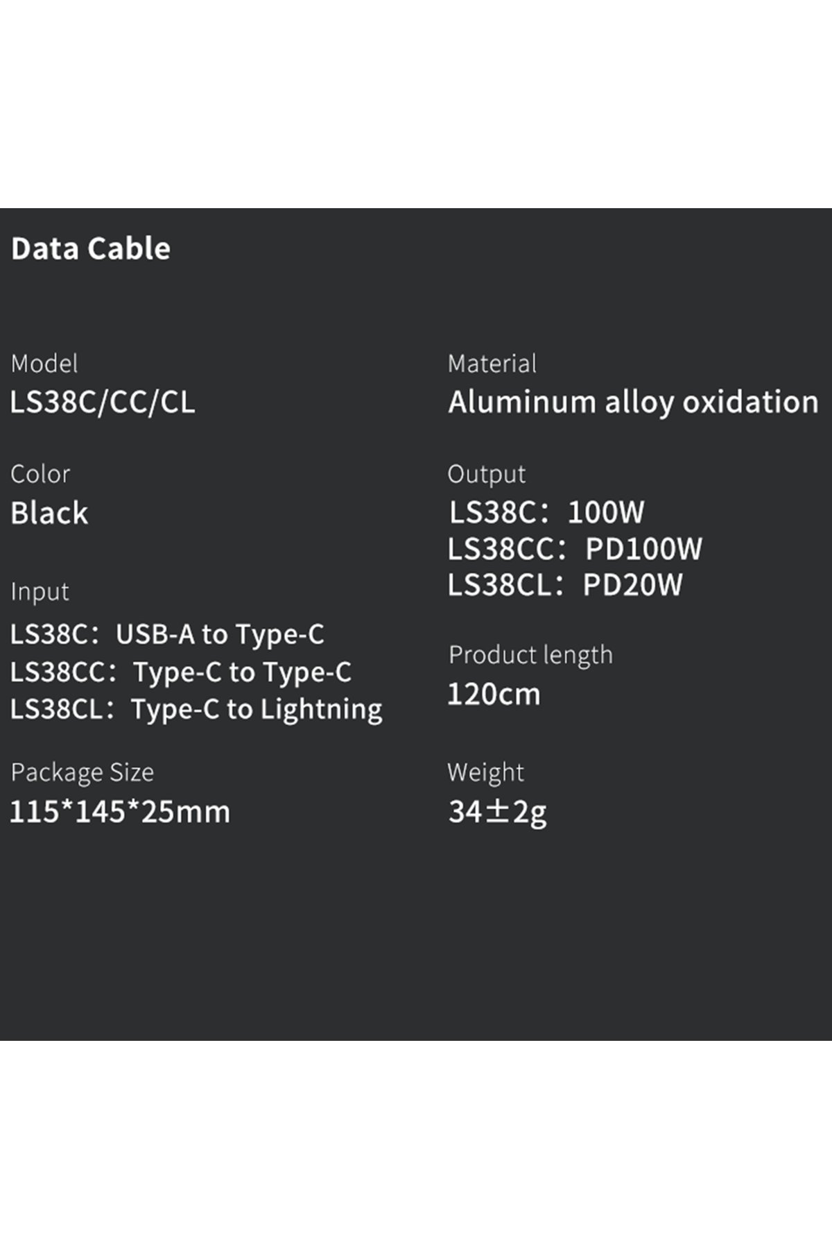 Lanex LS42CL 1M 30W Hasırlı Type-C to Lightning PD Hızlı Şarj Kablosu - Siyah