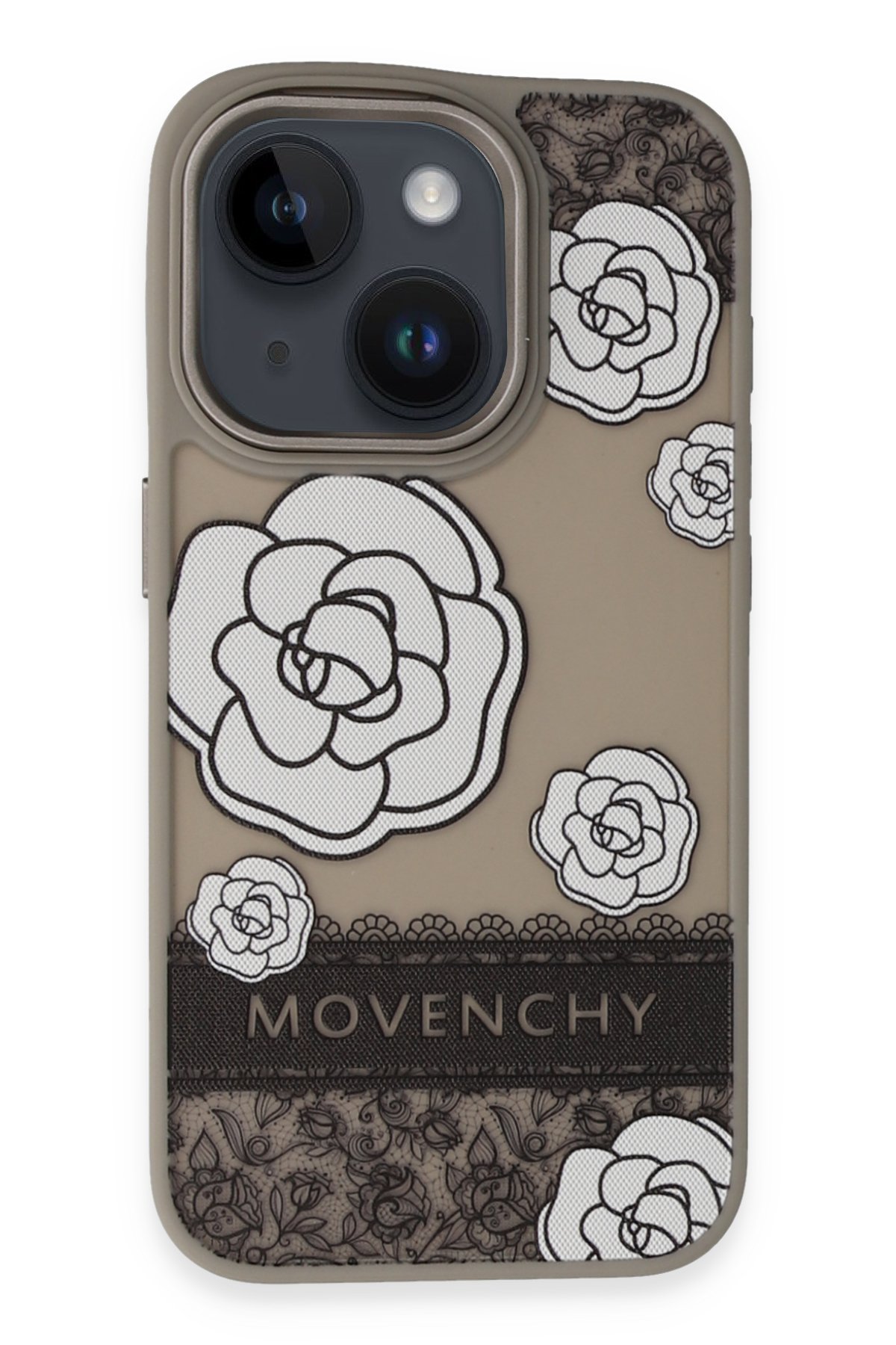 Movenchy iPhone 14 Terra Desenli Kapak - Gri - 3