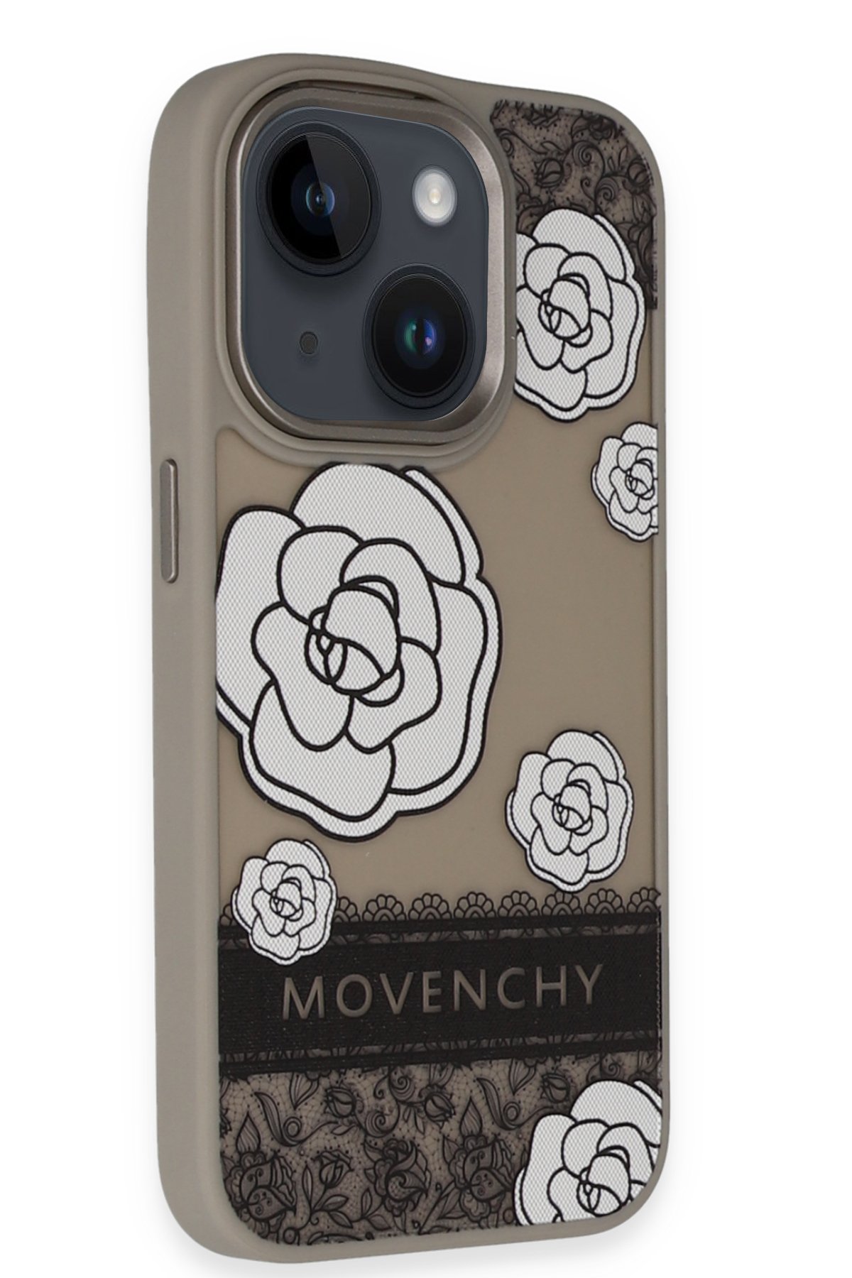 Movenchy iPhone 14 Terra Desenli Kapak - Gri - 3