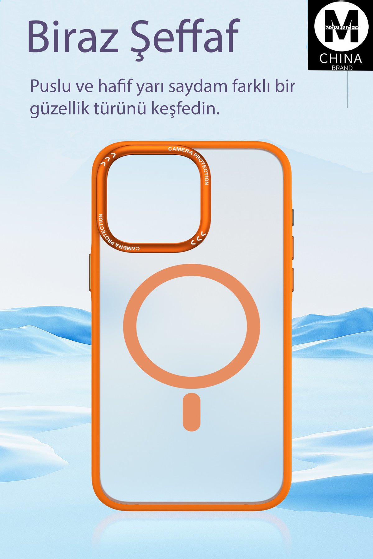 Movenchy iPhone 15 Kılıf Radyant Magsafe Kapak - Turuncu