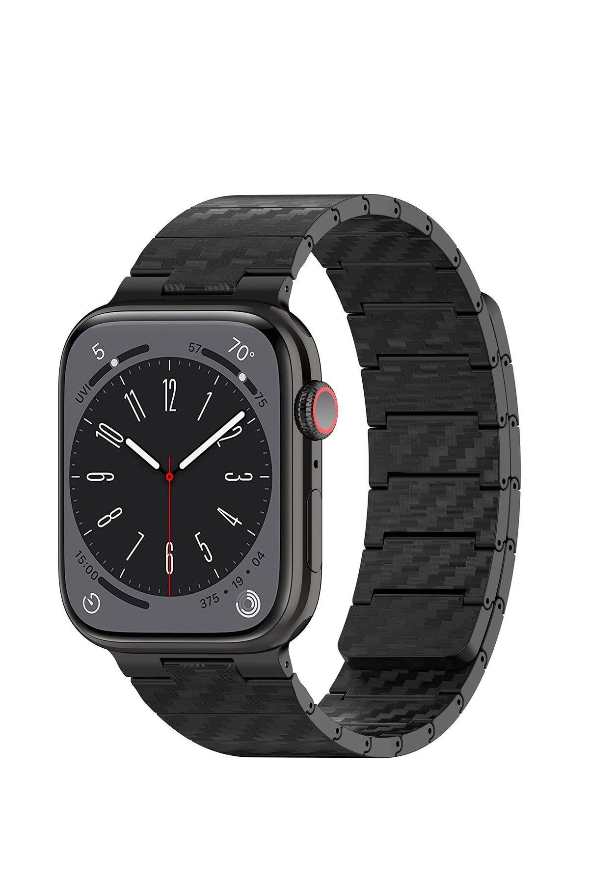 Movenchy Apple Watch 45mm MO-WB1 Çift Renk Mıknatıslı Silikon Kordon - Siyah-Turuncu