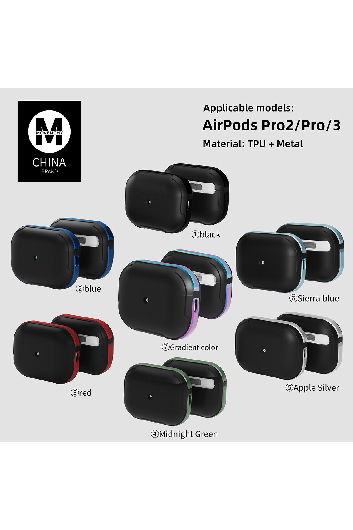 Movenchy Airpods Pro (1.nesil) MO-A8 Armor Kılıf - Sierra Blue