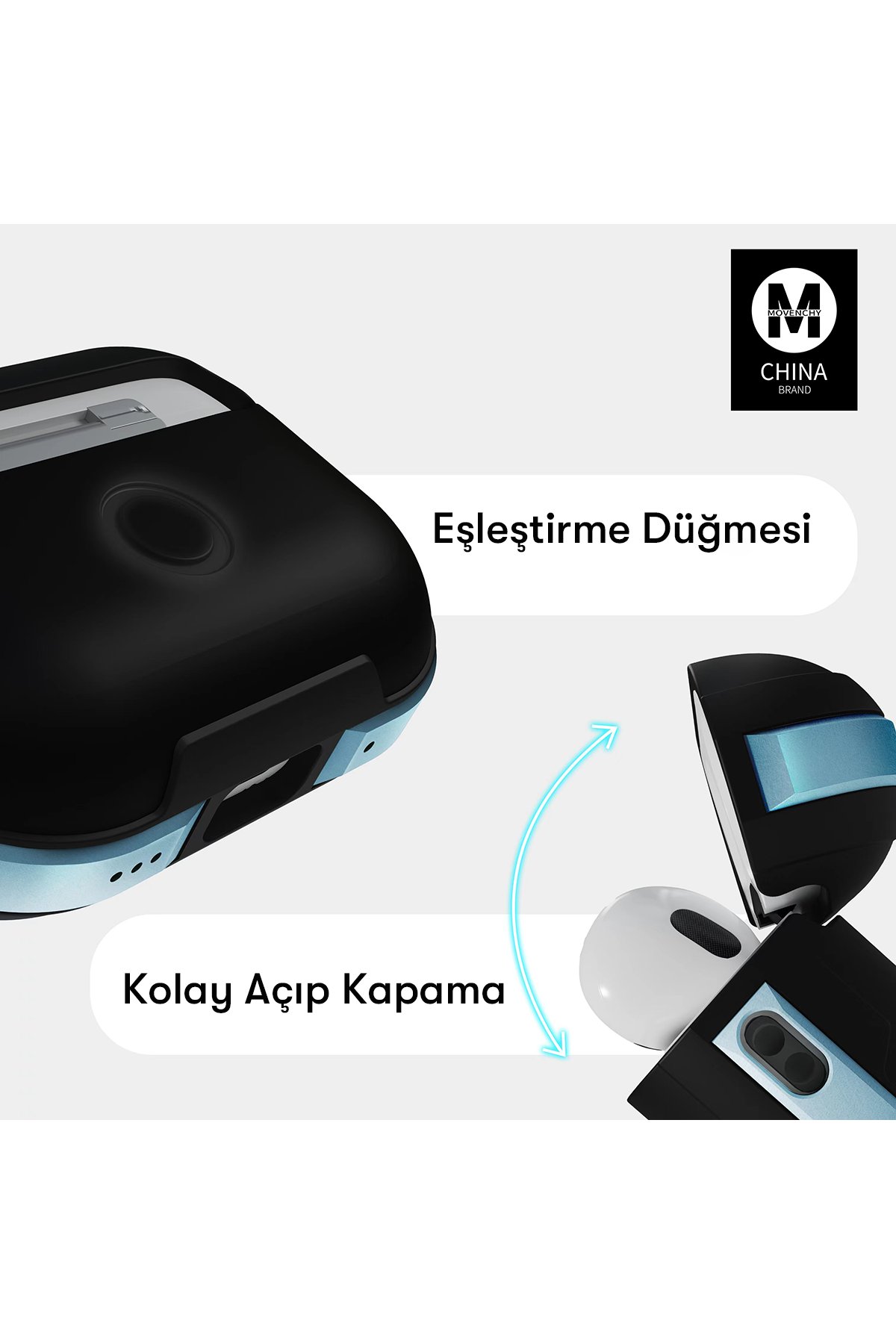 Movenchy Airpods Pro (1.nesil) MO-A8 Armor Kılıf - Lacivert