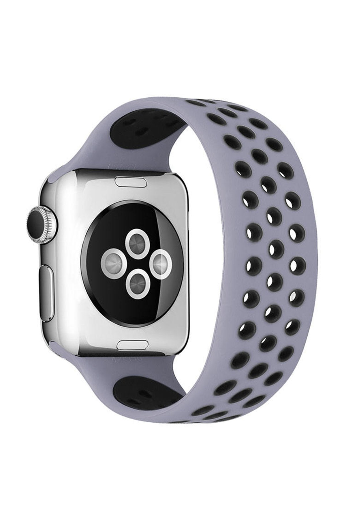 Newface Apple Watch 38mm Ayarlı Delikli Silikon Kordon - Kırmızı-Siyah