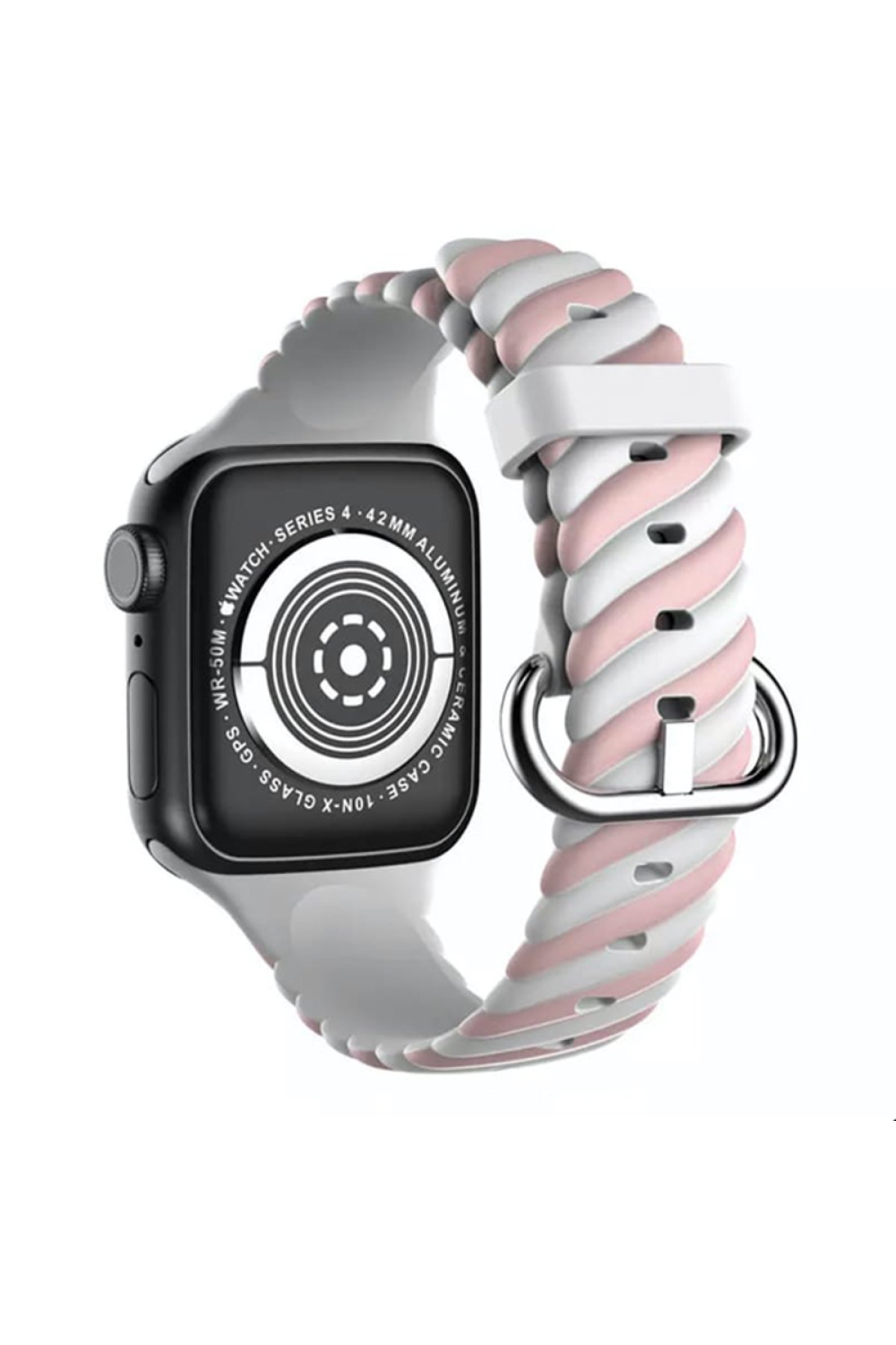 Newface Apple Watch 40mm Star Kordon - Zigzag Beyaz-Mavi