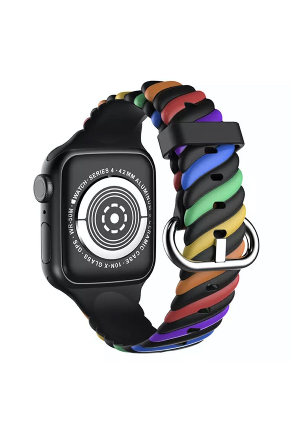 Newface Apple Watch 38mm KR408 Çizgili Silikon Kordon - Turuncu