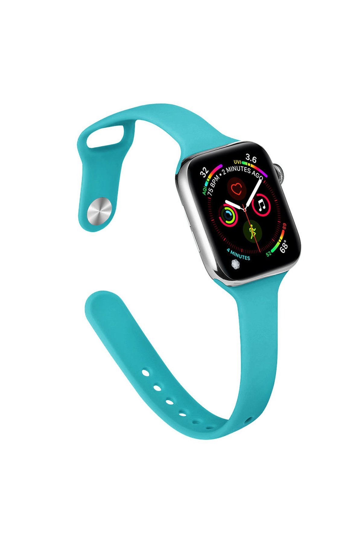 Newface Apple Watch 41mm Çizgili Kordon - Yeşil-Beyaz